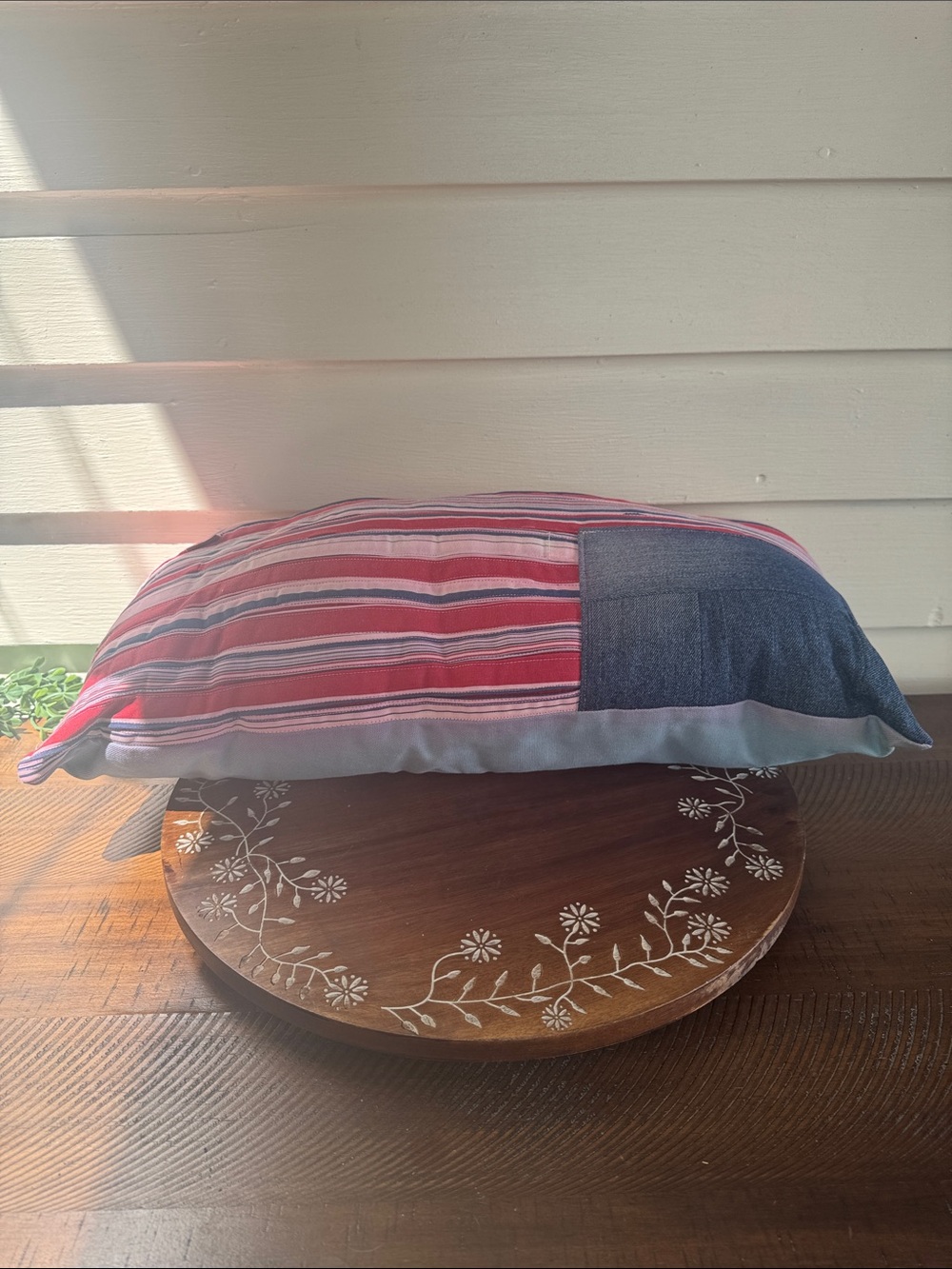 Vtg Handmade Patchwork Flag Pillow - Picture 3 of 3